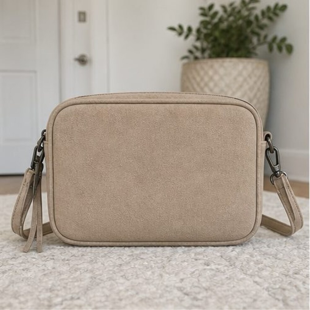 Sand Suede Crossbody Bag